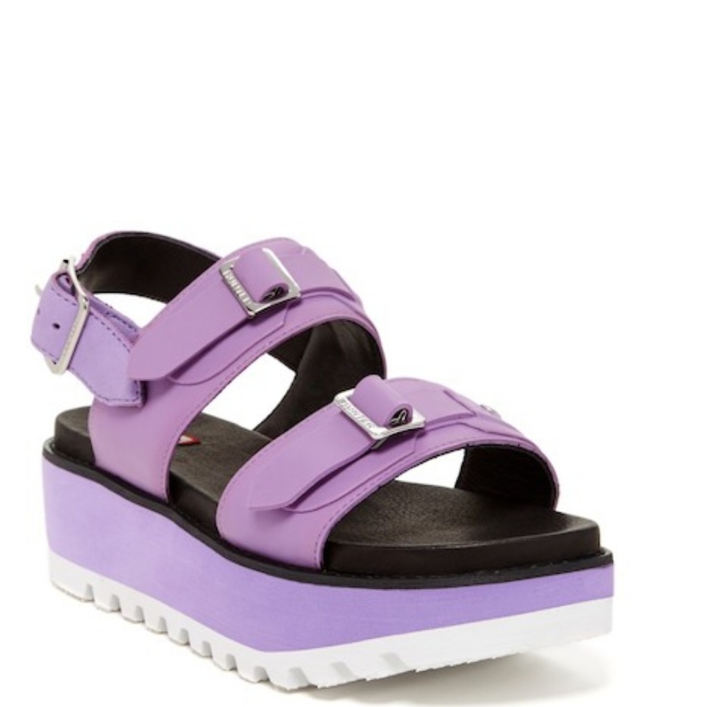 HUNTER Purple Double Buckle Platform Sandals